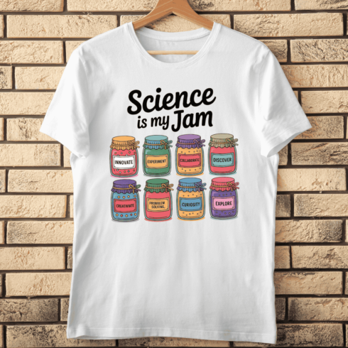 Science is My Jam Fun and Educational T-Shirt Design cover image.