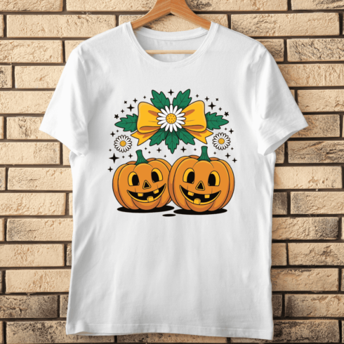 Cute Pumpkins and a Bow T-shirt Design cover image.