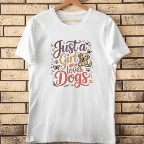 Girls and Dogs Typography T-Shirt Design cover image.