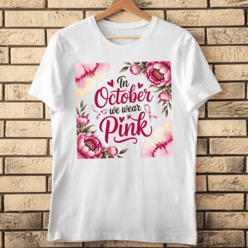 In October We Wear Pink Typography T-shirt Design cover image.