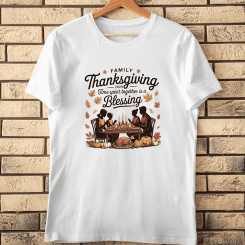 Thanksgiving Family Dinner T-Shirt Design cover image.
