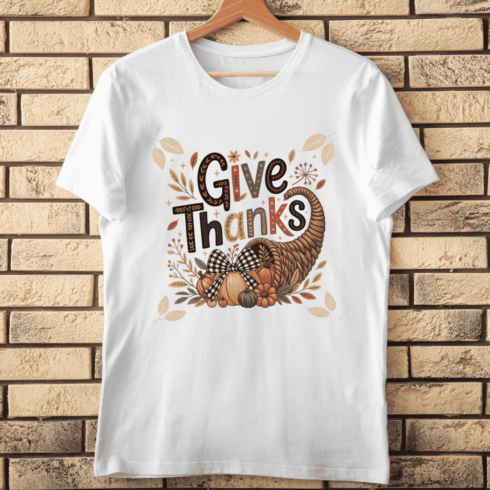 Autumn Harvest with Cornucopia T-shirt Design cover image.