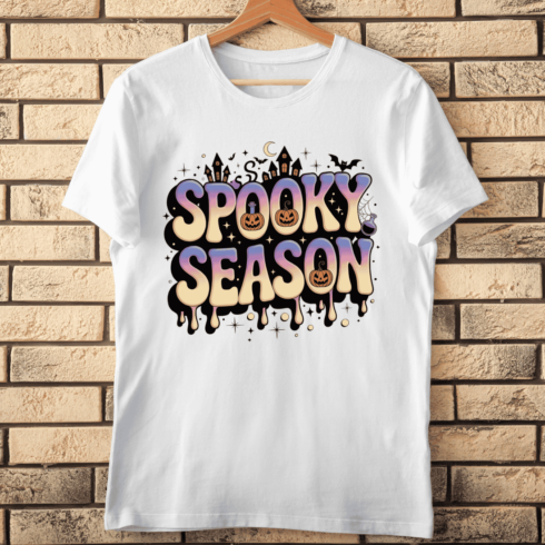 Retro Halloween Spooky Season Typography T-shirt Design cover image.