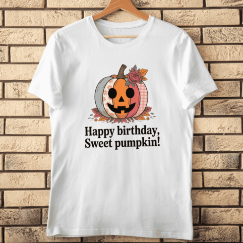 Happy Birthday Sweet Pumpkin T-shirt Design cover image.
