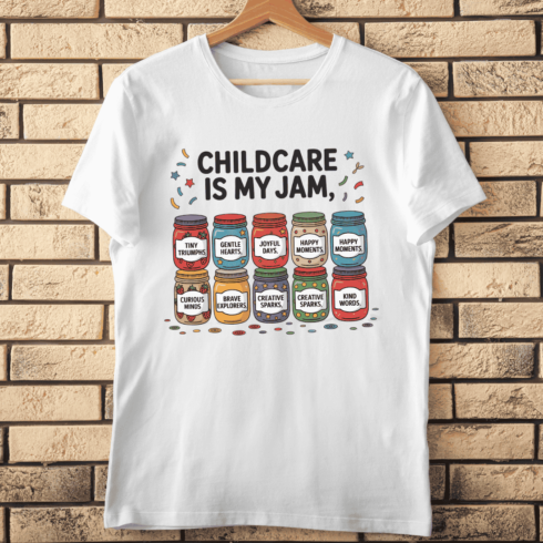 Childcare is My Jam Cute Daycare T-Shirt Design cover image.