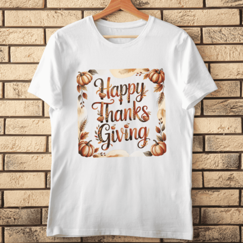 Thanksgiving with Seasonal Elements T-shirt Design cover image.