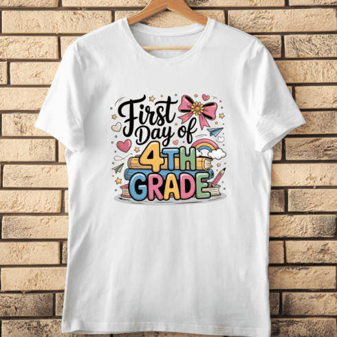First Day of 4th Grade PNG T-Shirt Design cover image.