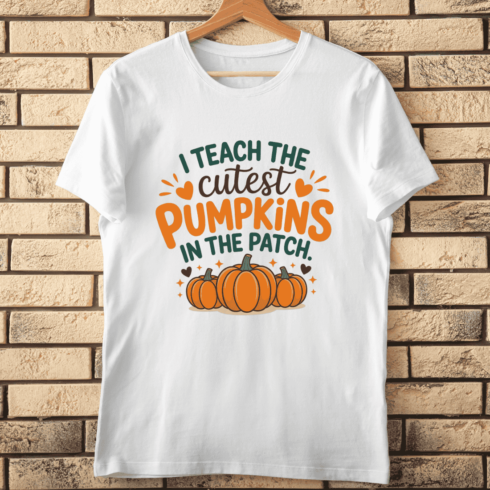 Autumn Harvest Teacher Saying T-shirt Design cover image.