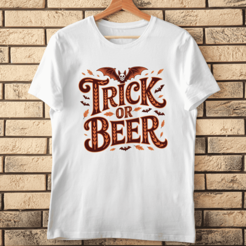 Retro Trick or Beer Party T-shirt Design cover image.