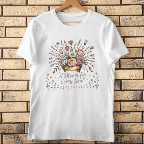 A Bloom for Every Soul Floral Pot T-shirt Design cover image.