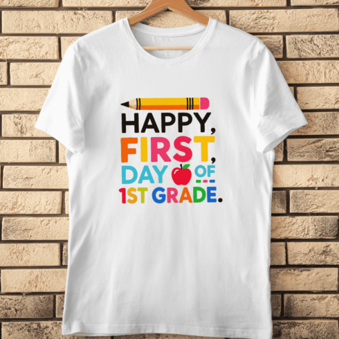 Happy First Day of 1st Grade PNG T-Shirt Design cover image.