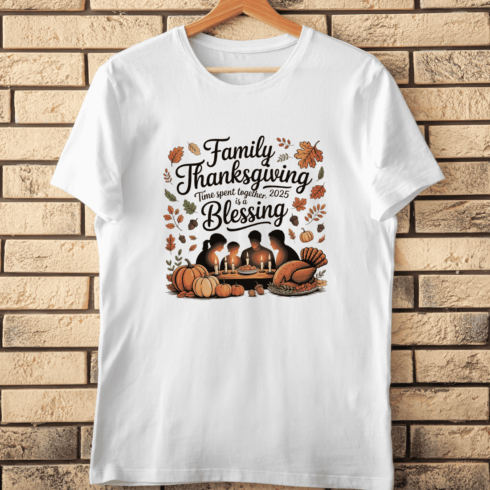 Family Thanksgiving is a Blessing T-Shirt Design cover image.