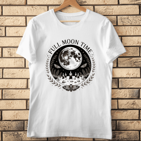Magical Full Moon and Moth T-shirt Design cover image.