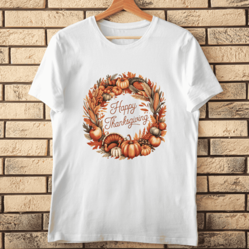Thanksgiving Holiday Wreath T-shirt Design cover image.