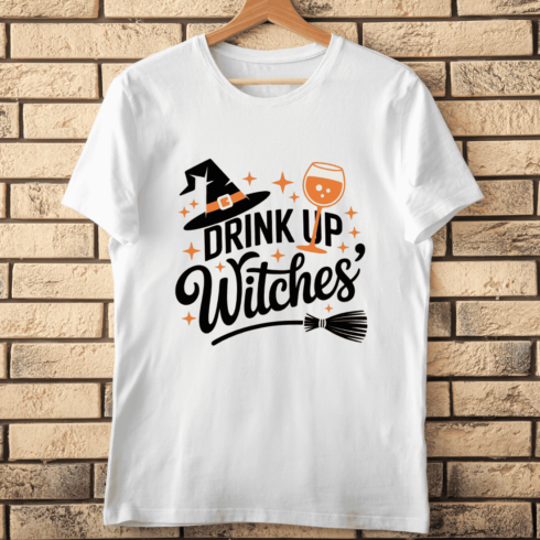 Funny Witch and Broom T-shirt Design cover image.