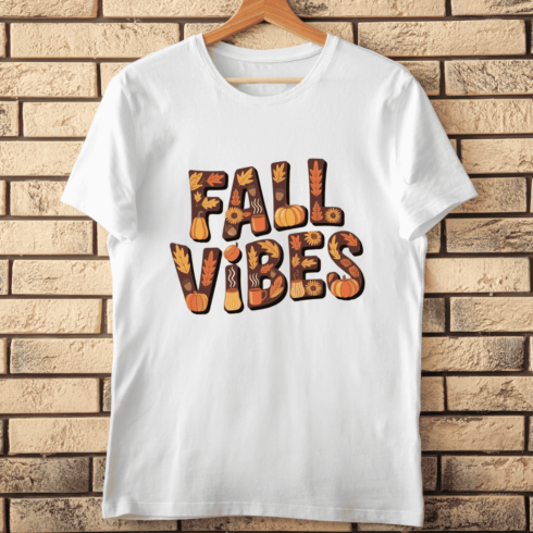 Autumn Vibes Typography T-shirt Design cover image.