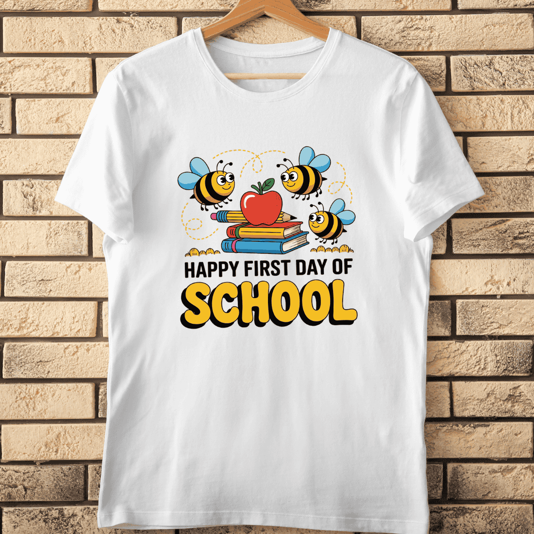 Whimsical Back to School with Bees T-Shirt Design cover image.