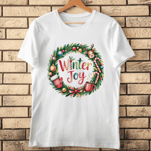 Festive Holiday with Mitten and Candy Canes T-shirt Design cover image.