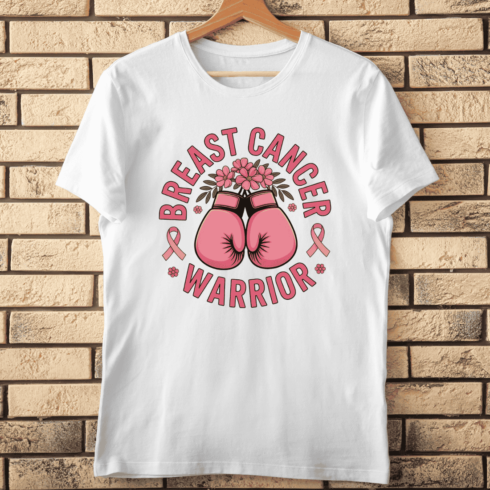 Breast Cancer Warrior Boxing Gloves T-shirt Design cover image.
