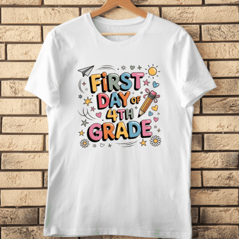 First Day of 4th Grade T-Shirt Design cover image.