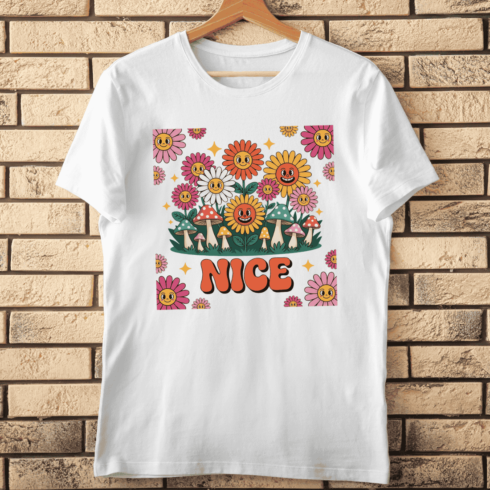 Retro Groovy Nice Typography T-shirt Design cover image.