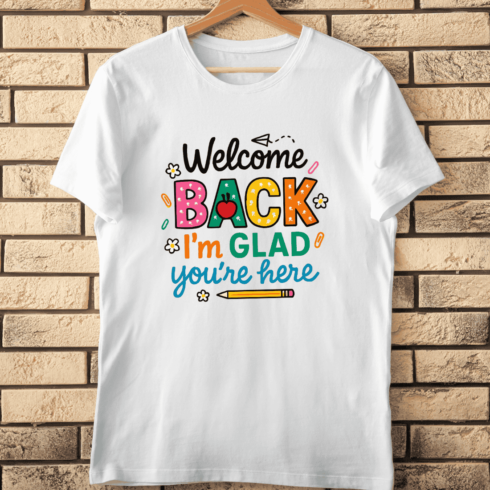 Welcome Back I'm Glad You're Here T-Shirt Design cover image.