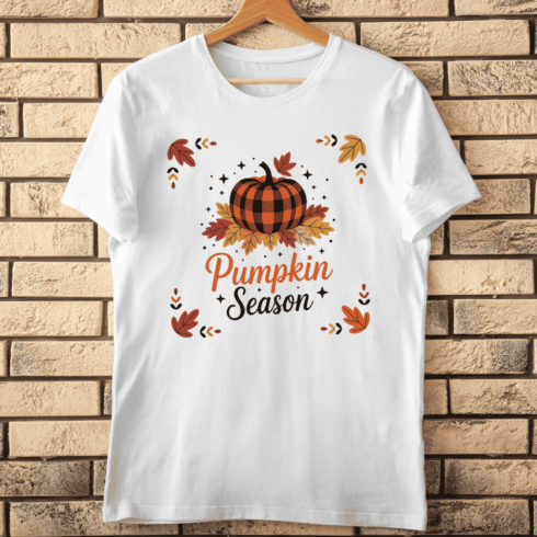 Pumpkin Season Typographic T-shirt Design cover image.