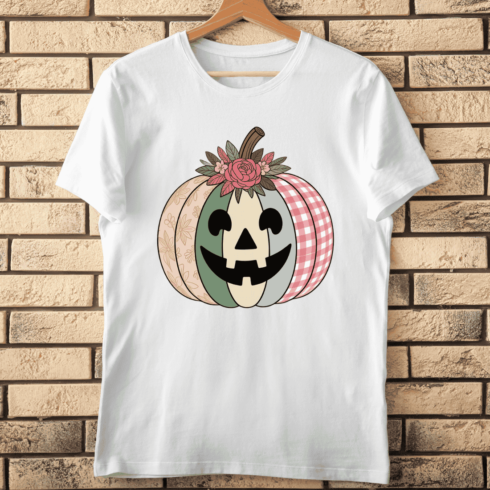 Autumn Floral Pumpkin T-shirt Design cover image.