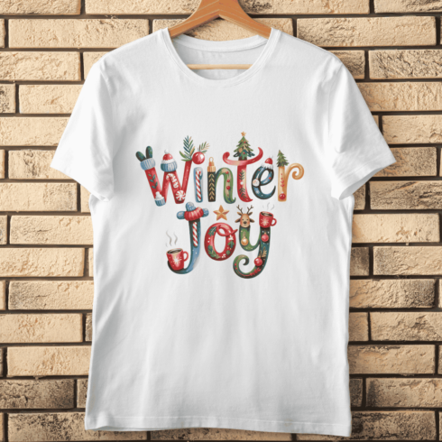 Winter Joy Typography PNG T-shirt Design cover image.