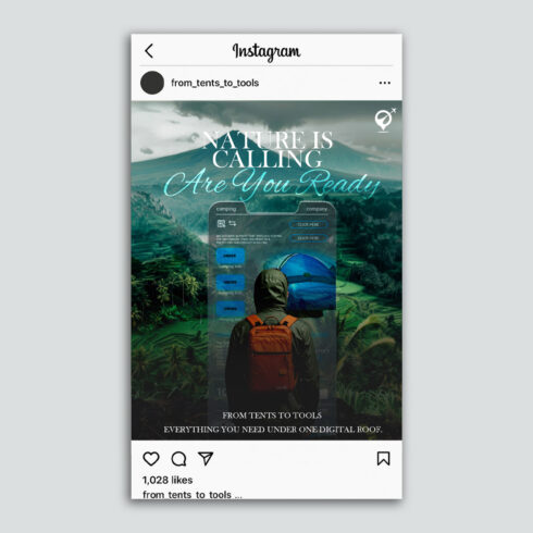 Nature Is Calling – Outdoor Camping Adventure PSD Instagram Post Template cover image.