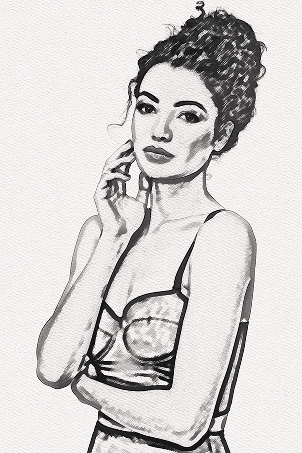 Pencil Drawing Artwork Photoshop Action pinterest preview image.