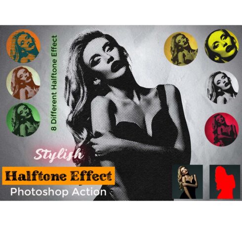 Stylish Halftone Effect Photoshop Action cover image.