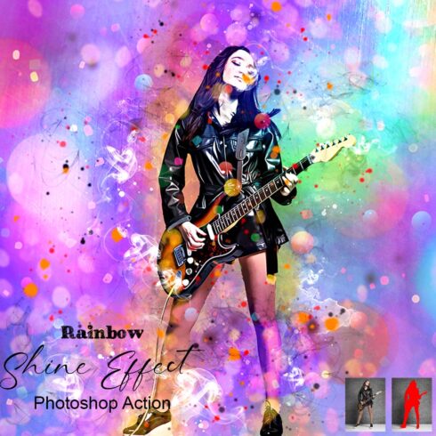 Rainbow Shine Effect Photoshop Action cover image.