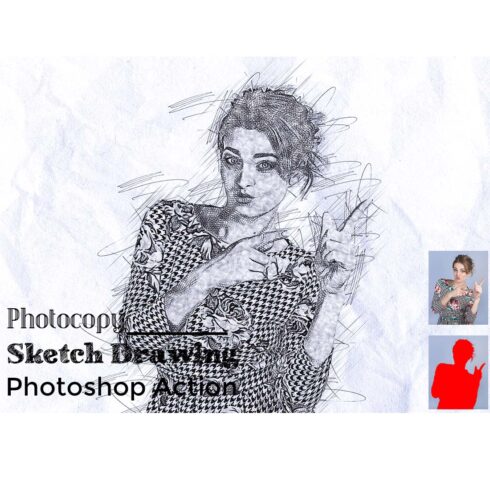 Photocopy Sketch Drawing Photoshop Action cover image.