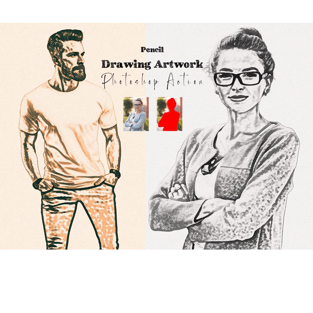 Pencil Drawing Artwork Photoshop Action cover image.