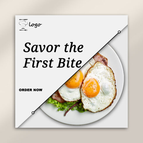 Modern Food Banner PSD Template – “Savor the First Bite” cover image.