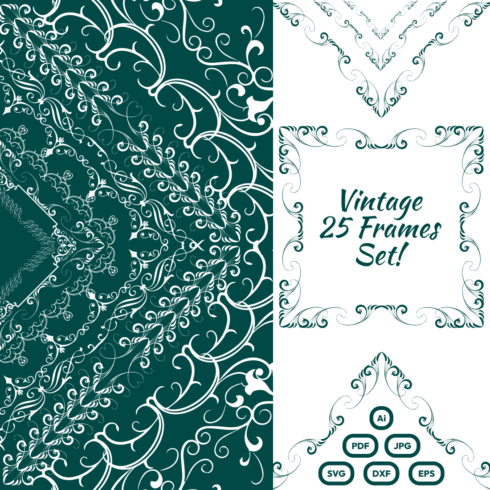 25 Elegant Vintage Vector Frames | Borders & Illustrations Pack cover image.