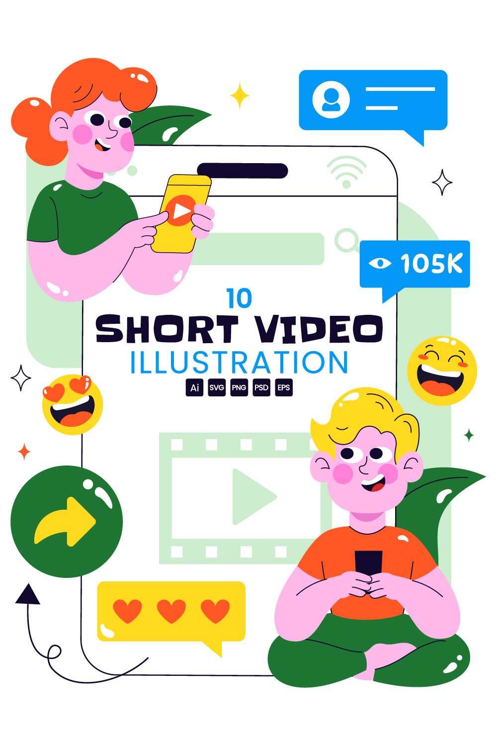 10 Short Video and Reels Illustration pinterest preview image.