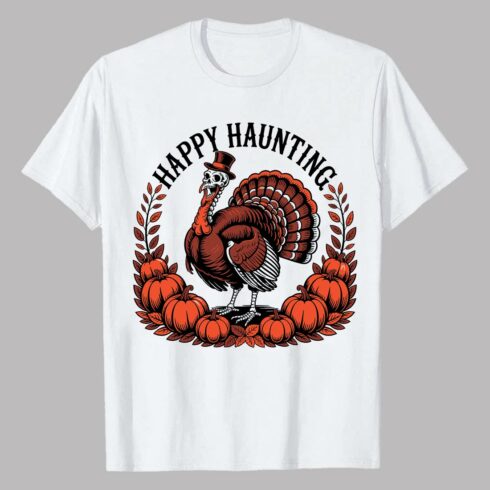 Thanksgiving turkey with pumpkins and leaves autumn leaves Fall/ Autumn EPS PNG T shirt Design cover image.