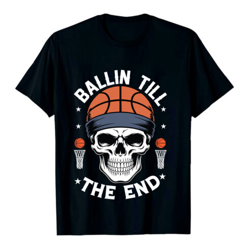 Skull Basketball Player with Text "Hoop" T-Shirt Design Basketball T-Shirt Design EPS AI PDF SVG PNG cover image.