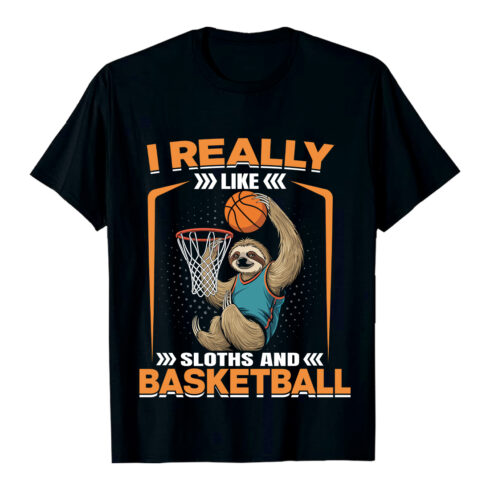 Sloth Playing Basketball Sport Animal T-Shirt Design Basketball T-Shirt Design EPS AI PDF SVG PNG Basketball T-Shirt Design EPS SVG AI PDF PNG cover image.