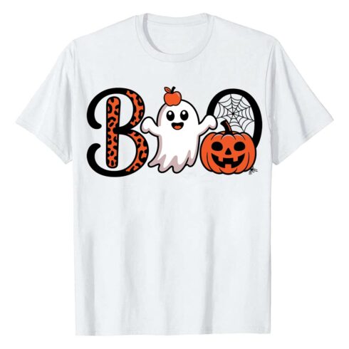 Halloween boo ghost pumpkin spiderweb image Fall/ Autumn EPS PNG T shirt Design cover image.