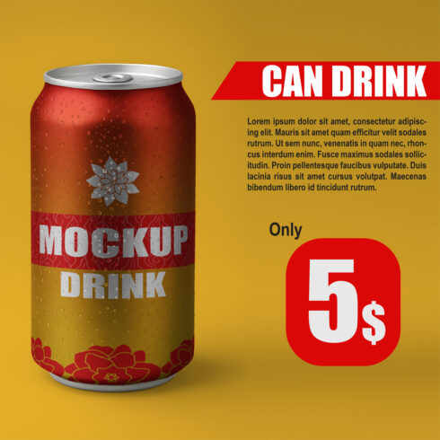 Cold Drink Can Mockup | Realistic Soda Can Template | Beverage Packaging Design cover image.