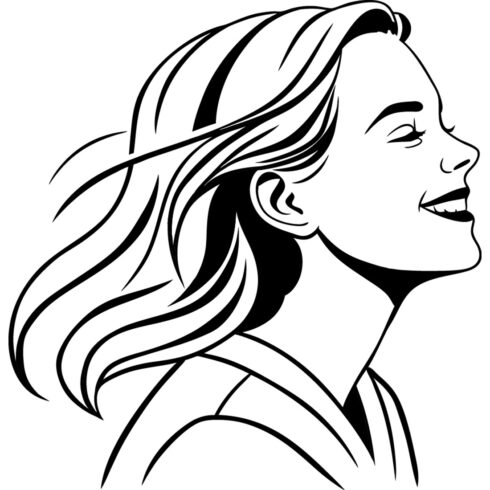Elegant Woman Line Art Portrait logo cover image.