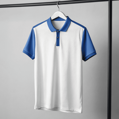 Realistic T-Shirt Mockup in white & blue, green & black combinations cover image.