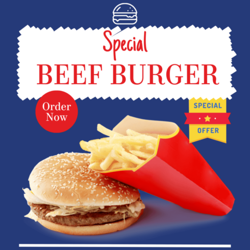 Instagram post for "Juicy Cheesy Perfect" burger cover image.