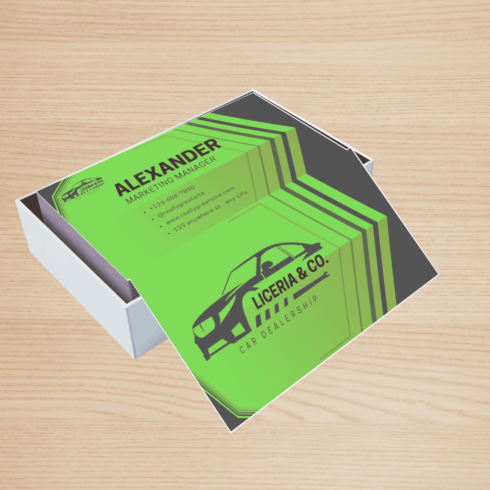 Vehicle Sales Expert business card cover image.