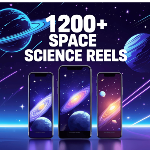 1200+ Space & Science Reels Bundle | Astronomy, Planets, NASA, Galaxy, Universe Reels for Social Media Creators cover image.