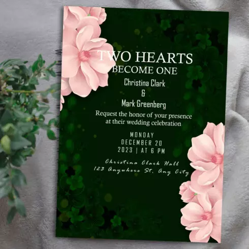 Elegant Floral Wedding Invitation Template cover image.