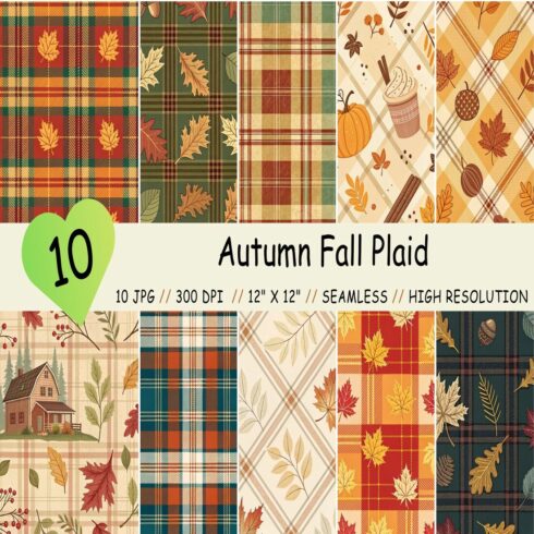 Autumn Fall Plaid Seamless Pattern, Digital Papers cover image.